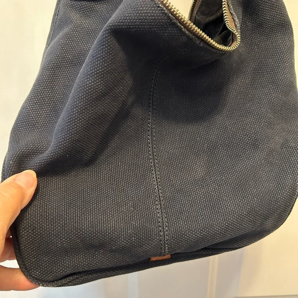 Dooney & Bourke Denim & Tan Leather Shoulder Bag Classic Vintage Designer